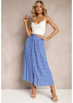 Niebieska Maxi Spódnica Rozkloszowana w Kwiaty z Guzikami Kessame ze sklepu Renee odzież w kategorii Spódnice - zdjęcie 170478872
