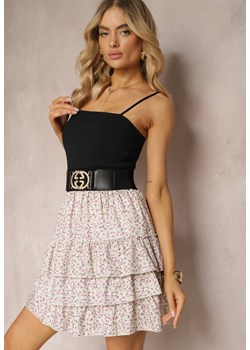 Różowa Spódnica Mini z Szerokim Paskiem z Klamrą i Falbankami Branja ze sklepu Renee odzież w kategorii Spódnice - zdjęcie 170478932