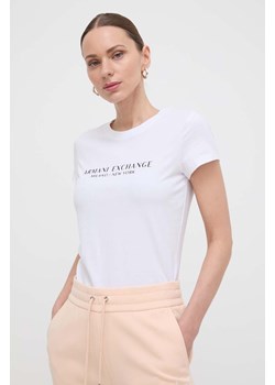 Armani Exchange t-shirt bawełniany damski kolor biały 8NYTAB YJG3Z NOS ze sklepu ANSWEAR.com w kategorii Bluzki damskie - zdjęcie 170479603