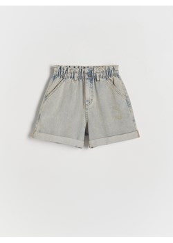 Reserved - Jeansowe szorty z efektem sprania - niebieski ze sklepu Reserved w kategorii Spodenki dziewczęce - zdjęcie 170490290