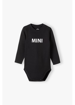 Body niemowlęce czarne z dugim rękawem z napisem MINI ze sklepu 5.10.15 w kategorii Body niemowlęce - zdjęcie 170492750