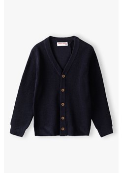 Granatowy sweter chłopięcy rozpinany z dekoltem w serek ze sklepu 5.10.15 w kategorii Swetry chłopięce - zdjęcie 170492801