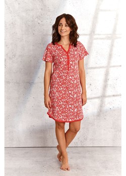 Koszula nocna damska NIKA krótka - czerwona w kwiaty ze sklepu 5.10.15 w kategorii Koszule nocne - zdjęcie 170492864