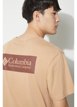 Columbia t-shirt bawełniany North Cascades kolor beżowy z nadrukiem 1834041 ze sklepu ANSWEAR.com w kategorii T-shirty męskie - zdjęcie 170494743