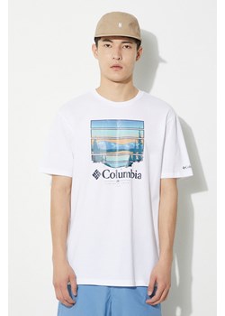 Columbia t-shirt bawełniany kolor biały z nadrukiem ze sklepu ANSWEAR.com w kategorii T-shirty męskie - zdjęcie 170494754