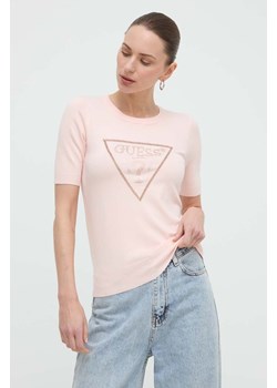 Guess t-shirt KAYLA damski kolor różowy W4GR23 Z2NQ2 ze sklepu ANSWEAR.com w kategorii Bluzki damskie - zdjęcie 170501580