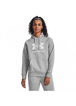 Damska bluza dresowa nierozpinana z kapturem Under Armour UA Rival Fleece Big Logo Hdy - szara ze sklepu Sportstylestory.com w kategorii Bluzy damskie - zdjęcie 170502150