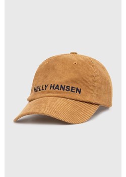 Helly Hansen czapka z daszkiem sztruksowa Graphic Cap kolor brązowy z aplikacją ze sklepu PRM w kategorii Czapki z daszkiem męskie - zdjęcie 170502663