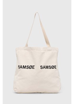 Samsoe Samsoe torebka FRINKA kolor beżowy F20300113 ze sklepu PRM w kategorii Torby materiałowe - zdjęcie 170502711