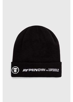 AAPE czapka Solid Color kolor czarny z grubej dzianiny AHT4866 ze sklepu PRM w kategorii Czapki zimowe damskie - zdjęcie 170502751