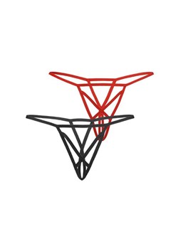 2-pack stringi sznurki z otwartym krokiem Mendi 3113, Kolor czarno-czerwony, Rozmiar L/XL, Teyli ze sklepu Intymna w kategorii Majtki damskie - zdjęcie 170504463