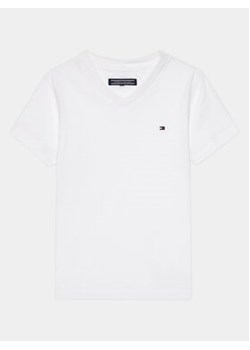 Tommy Hilfiger T-Shirt Boys Basic Vn Knit S/S KB0KB04142 Biały Regular Fit ze sklepu MODIVO w kategorii Bluzki dziewczęce - zdjęcie 170507224