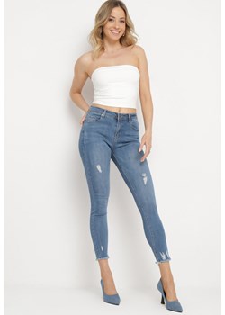 Niebieskie Jeansy Skinny z Przetarciami Ridanca ze sklepu Born2be Odzież w kategorii Jeansy damskie - zdjęcie 170509063