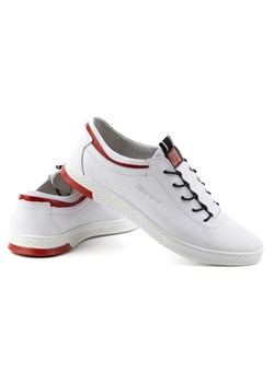 Buty męskie skórzane casual K23 białe z czerwonym ze sklepu butyolivier w kategorii Półbuty męskie - zdjęcie 170509500