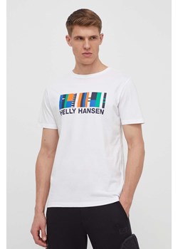 Helly Hansen t-shirt bawełniany męski kolor biały z nadrukiem ze sklepu ANSWEAR.com w kategorii T-shirty męskie - zdjęcie 170510261