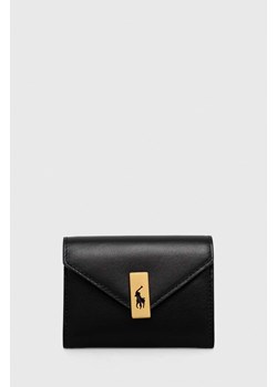 Polo Ralph Lauren portfel skórzany damski kolor czarny ze sklepu ANSWEAR.com w kategorii Portfele damskie - zdjęcie 170510301