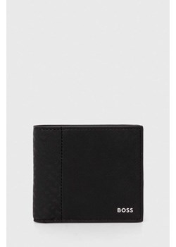 BOSS portfel skórzany męski kolor czarny ze sklepu ANSWEAR.com w kategorii Portfele męskie - zdjęcie 170510421