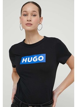 Hugo Blue t-shirt bawełniany damski kolor czarny 50510772 ze sklepu ANSWEAR.com w kategorii Bluzki damskie - zdjęcie 170510470