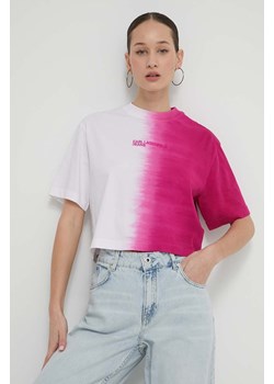 Karl Lagerfeld Jeans t-shirt bawełniany damski kolor różowy ze sklepu ANSWEAR.com w kategorii Bluzki damskie - zdjęcie 170510510