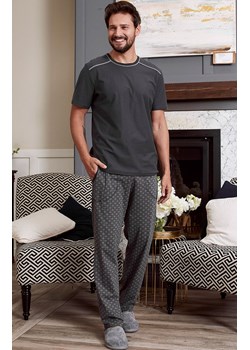 Grafitowa piżama męska na krótki rękaw i długie spodnie Abel, Kolor grafitowy-wzór, Rozmiar M, Italian Fashion ze sklepu Primodo w kategorii Piżamy męskie - zdjęcie 170514051