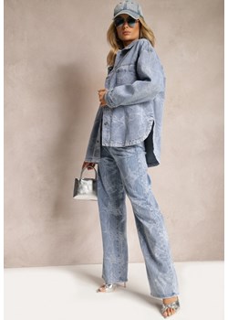 Jasnoniebieska Jeansowa Kurtka Oversize w Abstrakcyjny Wzór Aelritha ze sklepu Renee odzież w kategorii Kurtki damskie - zdjęcie 170523373