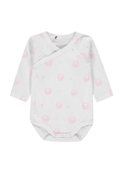 Body dziewczęce kopertowe długi rękaw, białe z różowym nadrukiem, Bellybutton ze sklepu 5.10.15 w kategorii Body niemowlęce - zdjęcie 170524144