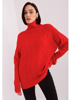 Damski sweter z warkoczami czerwony ze sklepu 5.10.15 w kategorii Swetry damskie - zdjęcie 170524221