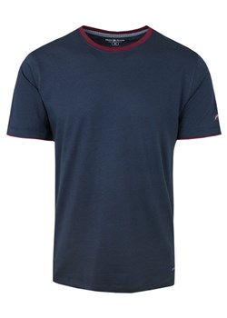 Prosty T-Shirt Męski z Lamówką na Dekolcie - Pako Jeans - Granatowy TSPJNSRAILgr ze sklepu JegoSzafa.pl w kategorii T-shirty męskie - zdjęcie 170524282
