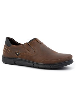 Buty męskie wsuwane skórzane J51 brązowe ze sklepu butyolivier w kategorii Półbuty męskie - zdjęcie 170524520