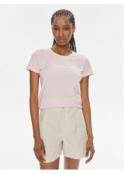 Pepe Jeans T-Shirt New Virginia Ss N PL505202 Różowy Slim Fit ze sklepu MODIVO w kategorii Bluzki damskie - zdjęcie 170525894