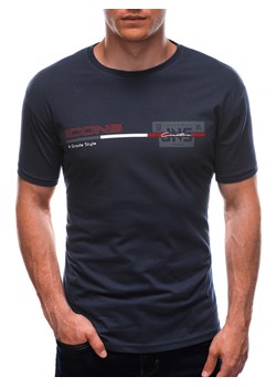 T-shirt męski z nadrukiem 1715S - granatowy ze sklepu Edoti w kategorii T-shirty męskie - zdjęcie 170526363