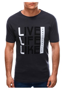 T-shirt męski z nadrukiem 1569S - grafitowy ze sklepu Edoti w kategorii T-shirty męskie - zdjęcie 170526373