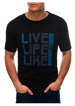 T-shirt męski z nadrukiem 1569S - czarny ze sklepu Edoti w kategorii T-shirty męskie - zdjęcie 170526412