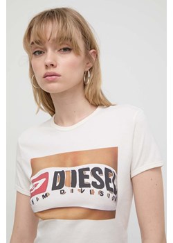 Diesel t-shirt bawełniany damski kolor biały ze sklepu ANSWEAR.com w kategorii Bluzki damskie - zdjęcie 170527352