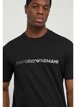 Emporio Armani t-shirt bawełniany męski kolor czarny z aplikacją 3D1TG3 1JPZZ ze sklepu ANSWEAR.com w kategorii T-shirty męskie - zdjęcie 170527421