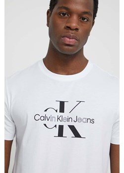 Calvin Klein Jeans t-shirt bawełniany męski kolor biały z nadrukiem ze sklepu ANSWEAR.com w kategorii T-shirty męskie - zdjęcie 170527483