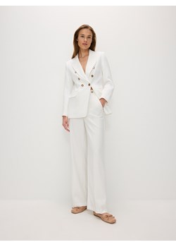 Reserved - Spodnie w kant z dodatkiem wiskozy - biały ze sklepu Reserved w kategorii Spodnie damskie - zdjęcie 170532120