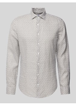 Koszula biznesowa o kroju slim fit z lnu ze wzorem na całej powierzchni ze sklepu Peek&Cloppenburg  w kategorii Koszule męskie - zdjęcie 170535180
