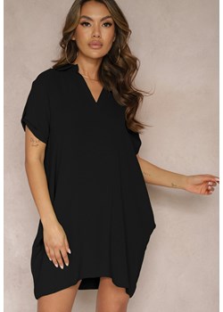 Czarna Bluzka Tunika z Kołnierzykiem o Pudełkowym Fasonie z Kieszonkami Zonkia ze sklepu Renee odzież w kategorii Sukienki - zdjęcie 170542183