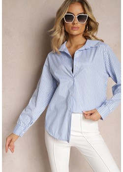 Niebieska Koszula o Klasycznym Fasonie z Guzikami w Paski Adetia ze sklepu Renee odzież w kategorii Koszule damskie - zdjęcie 170542243