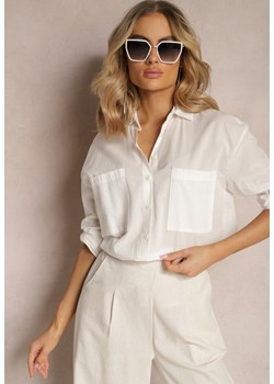 Biała Klasyczna Koszula z Bawełny z Kieszonkami Jaela ze sklepu Renee odzież w kategorii Koszule damskie - zdjęcie 170542263