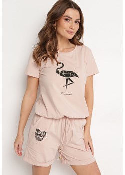 Różowy Bawełniany Komplet na Lato T-shirt i Szorty z Nadrukiem Emorals ze sklepu Born2be Odzież w kategorii Komplety i garnitury damskie - zdjęcie 170542593