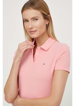 Tommy Jeans polo damski kolor różowy ze sklepu ANSWEAR.com w kategorii Bluzki damskie - zdjęcie 170544903