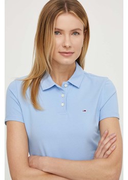 Tommy Jeans polo damski kolor niebieski ze sklepu ANSWEAR.com w kategorii Bluzki damskie - zdjęcie 170544911