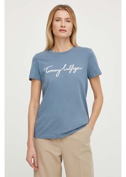 Tommy Hilfiger t-shirt bawełniany damski kolor niebieski ze sklepu ANSWEAR.com w kategorii Bluzki damskie - zdjęcie 170545002