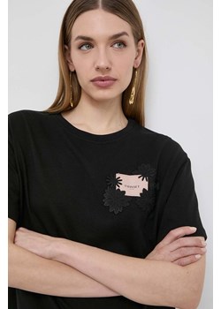 Twinset t-shirt bawełniany damski kolor czarny ze sklepu ANSWEAR.com w kategorii Bluzki damskie - zdjęcie 170545020