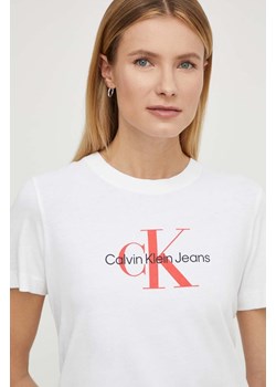 Calvin Klein Jeans t-shirt bawełniany damski kolor biały ze sklepu ANSWEAR.com w kategorii Bluzki damskie - zdjęcie 170545073