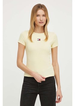 Tommy Jeans t-shirt damski kolor żółty ze sklepu ANSWEAR.com w kategorii Bluzki damskie - zdjęcie 170545090