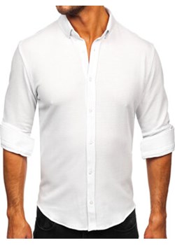 Biała muślinowa koszula męska z długim rękawem Denley 506 ze sklepu Denley w kategorii Koszule męskie - zdjęcie 170545333