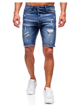 Granatowe krótkie spodenki jeansowe męskie Denley 0368 ze sklepu Denley w kategorii Spodenki męskie - zdjęcie 170545353